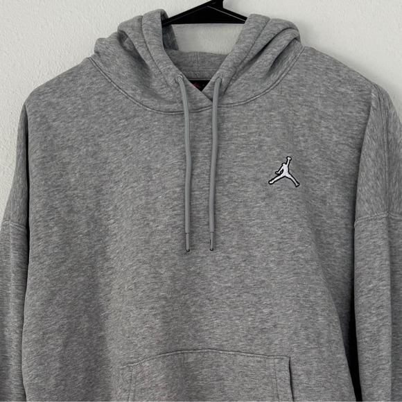 Jordan Gray Cropped Pullover Hoodie Women's Medium Loose Fit Sweatshirt - Picture 1 of 9